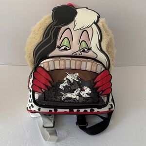 Loungefly Disney 101 Dalmatians Cruella De Vil Mini Backpack Bag Purse Dog NEW